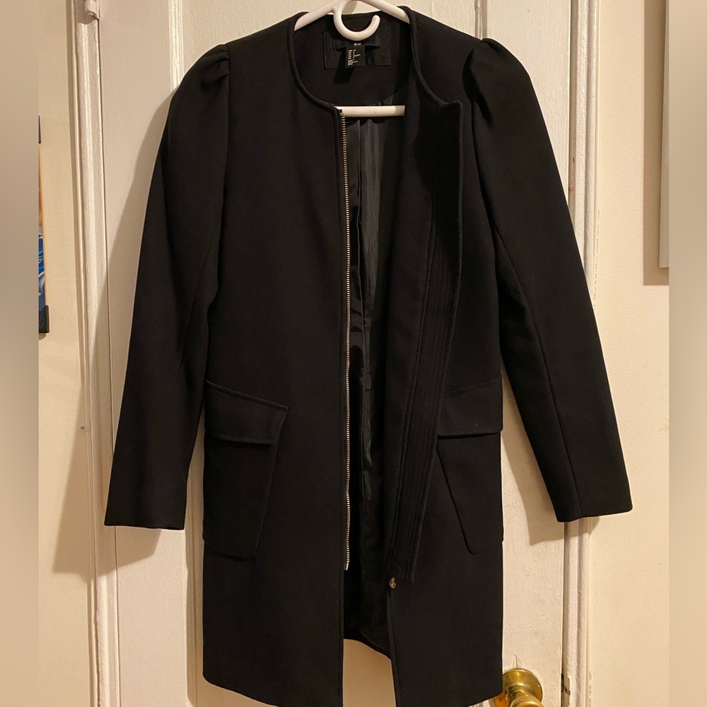 H&M Black Jacket with Gold Zipper